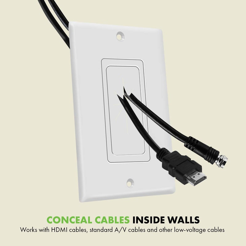 TOPGREENER Flexible Rubber Wall Grommet Insert with Decorator Wall Plate, Pass Through Plate for Low-Voltage Cables, Size 1-Gang 4.50" x 2.75," Polycarbonate Thermoplastic, TG8901-2PCS, White, 2 Pack - Image 3